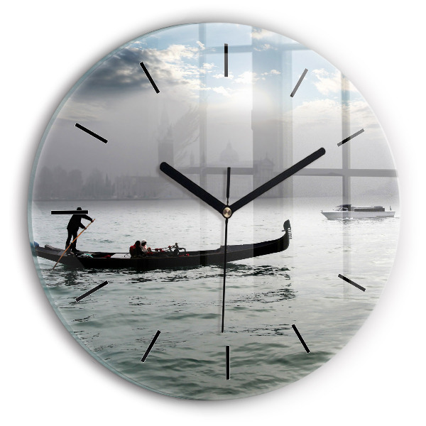 Round glass clock Gondola in Venice