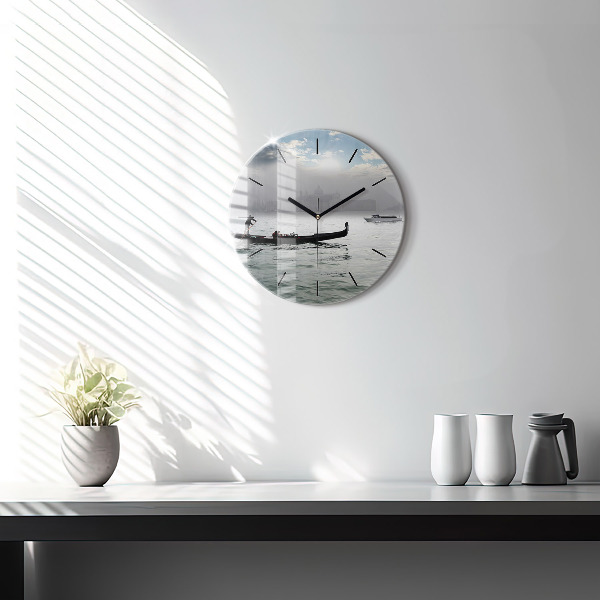 Round glass clock Gondola in Venice