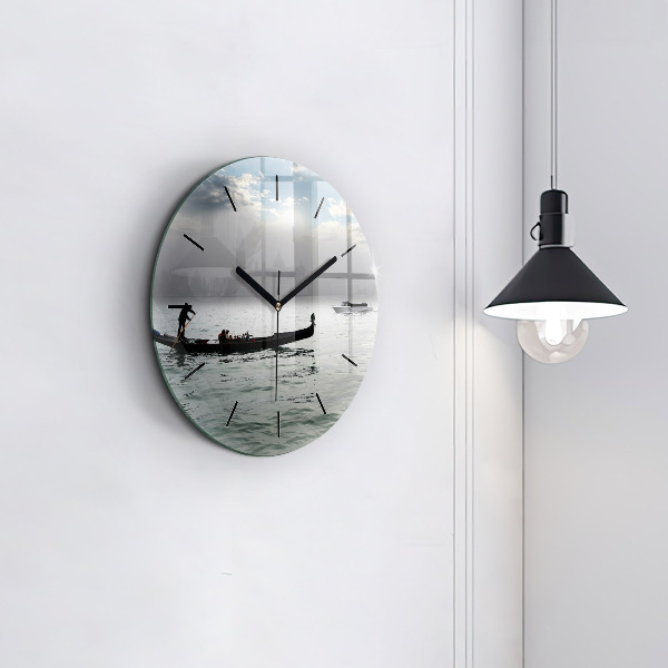 Round glass clock Gondola in Venice
