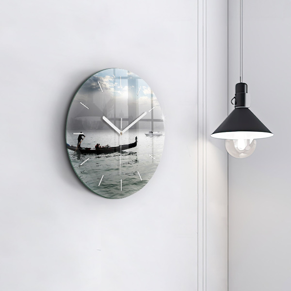 Round glass clock Gondola in Venice