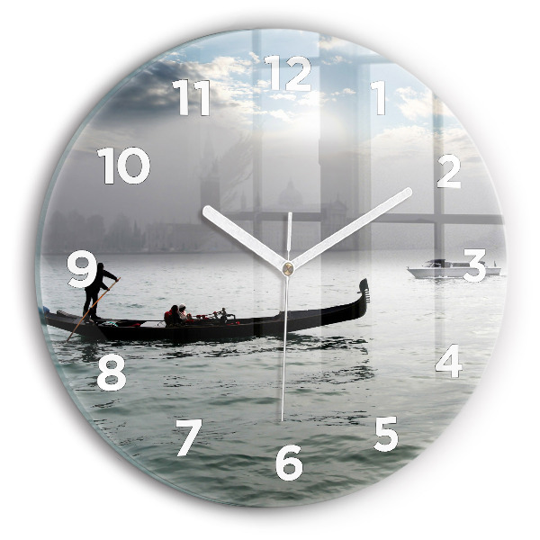 Round glass clock Gondola in Venice