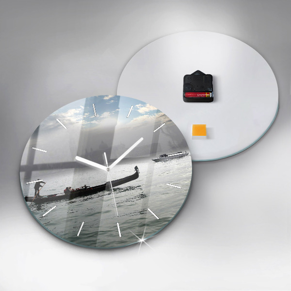 Round glass clock Gondola in Venice