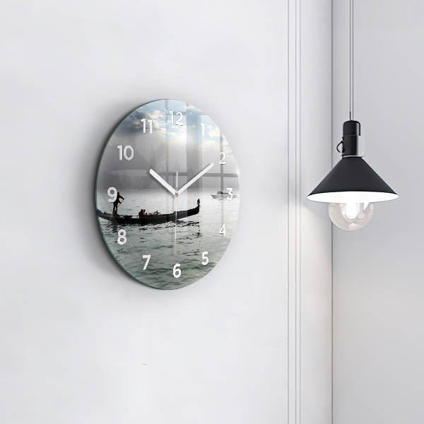 Round glass clock Gondola in Venice