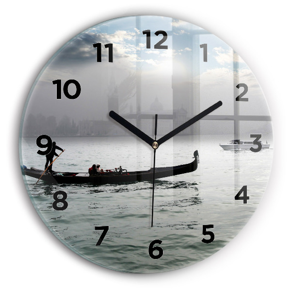 Round glass clock Gondola in Venice