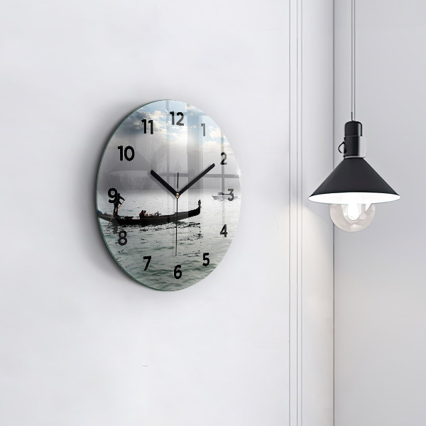 Round glass clock Gondola in Venice