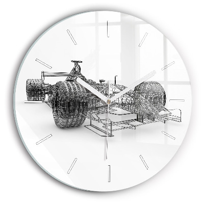Round glass clock F1 car design