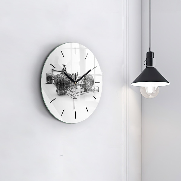 Round glass clock F1 car design