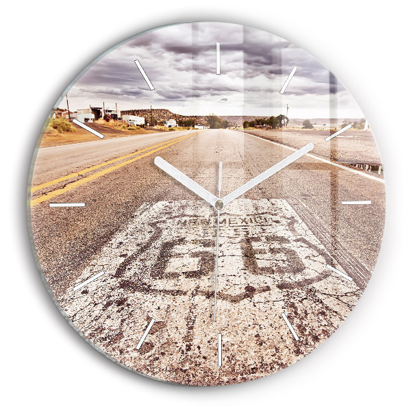 Round glass clock Route 66 USA