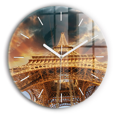 Round glass clock Eiffel Tower