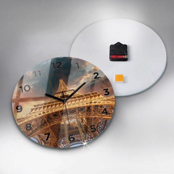 Round glass clock Eiffel Tower