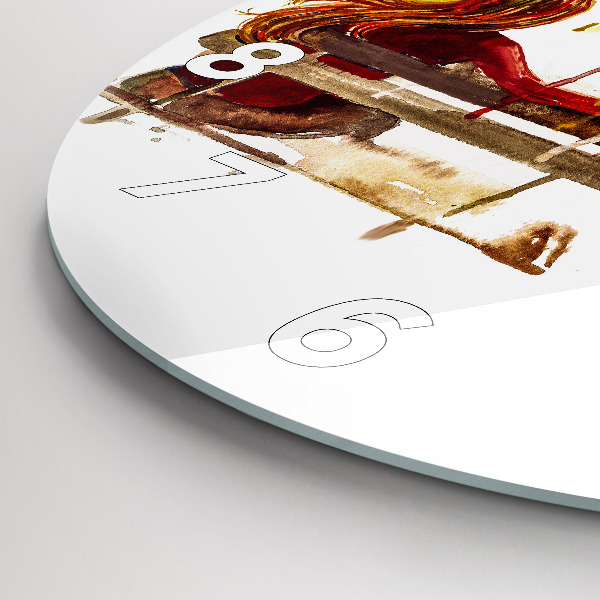 Round glass clock Autumn Landscape