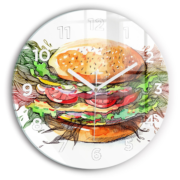 Round glass clock XXL Cheese Burger