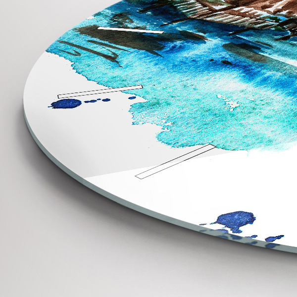 Round glass clock Picture of a deserted island