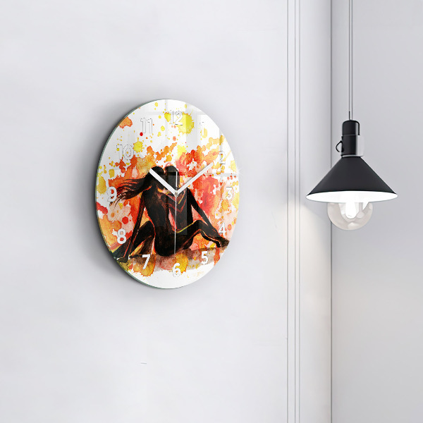 Round glass clock Love and a couple in love
