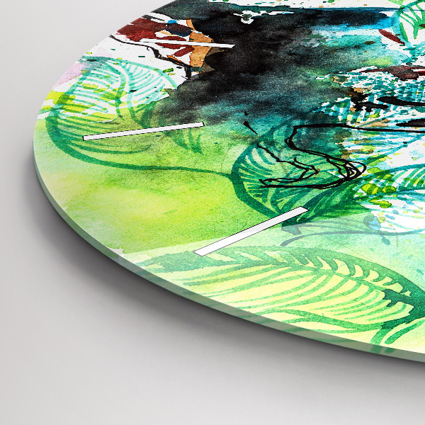 Round glass clock Toucan in the grass