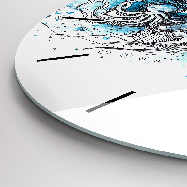 Round glass clock Underwater fish life