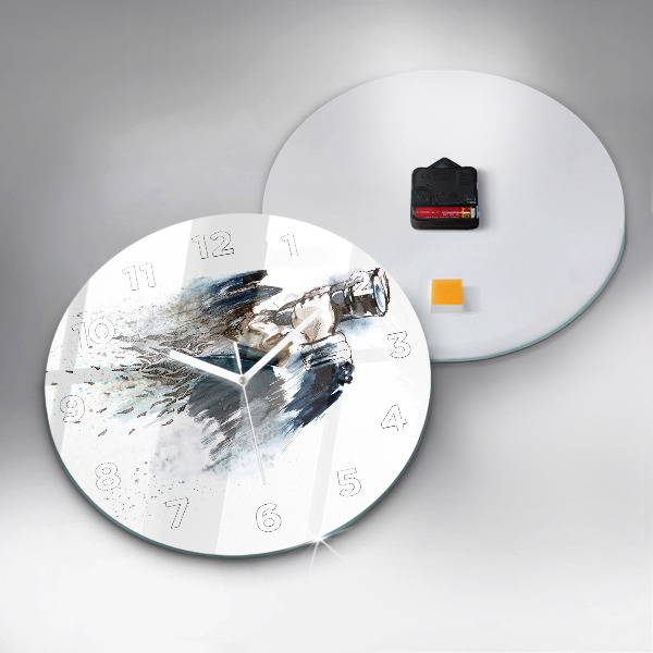 Round glass clock Captain with binoculars