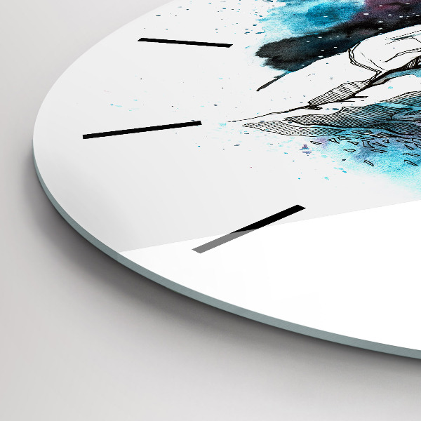 Round glass clock Astronaut abstraction