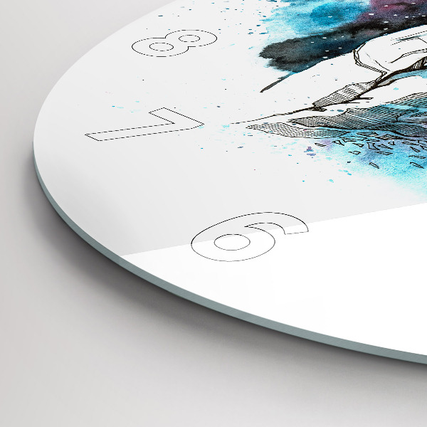 Round glass clock Astronaut abstraction
