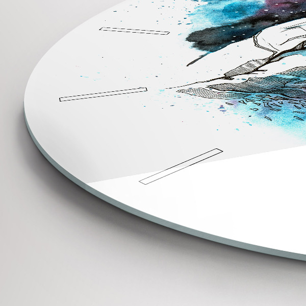 Round glass clock Astronaut abstraction