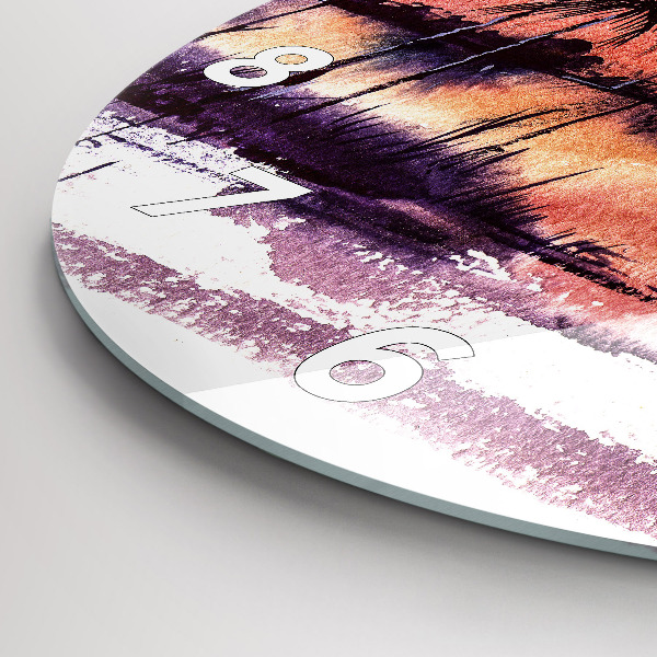 Round glass clock Tropical Landscape