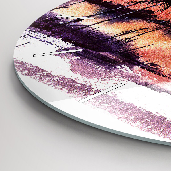 Round glass clock Tropical Landscape