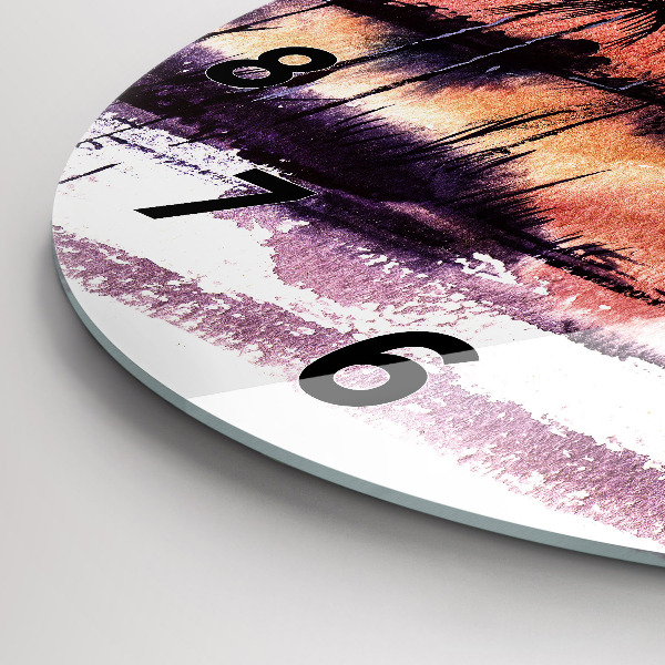 Round glass clock Tropical Landscape