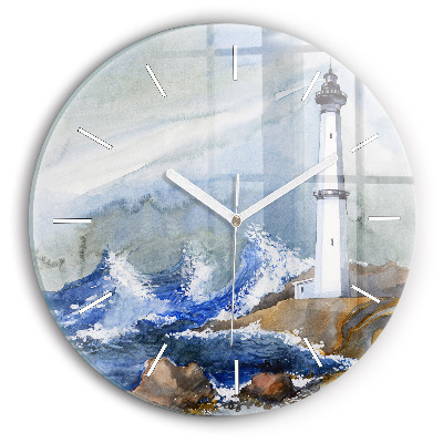 Round glass clock The sea and the lighthouse