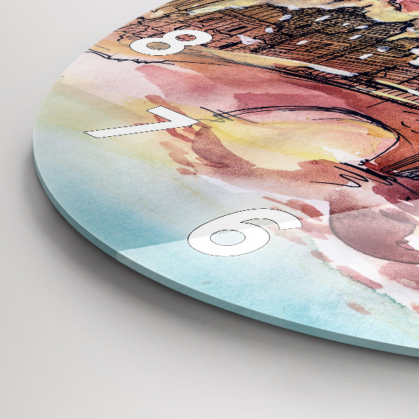 Round glass clock Painted Landscape of Paris