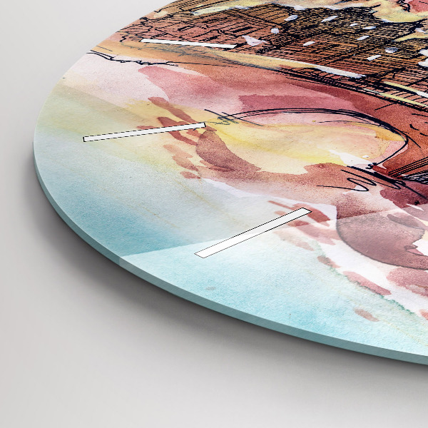 Round glass clock Painted Landscape of Paris