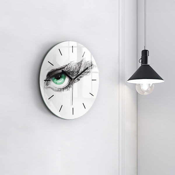 Round glass clock Abstraction of the human eye