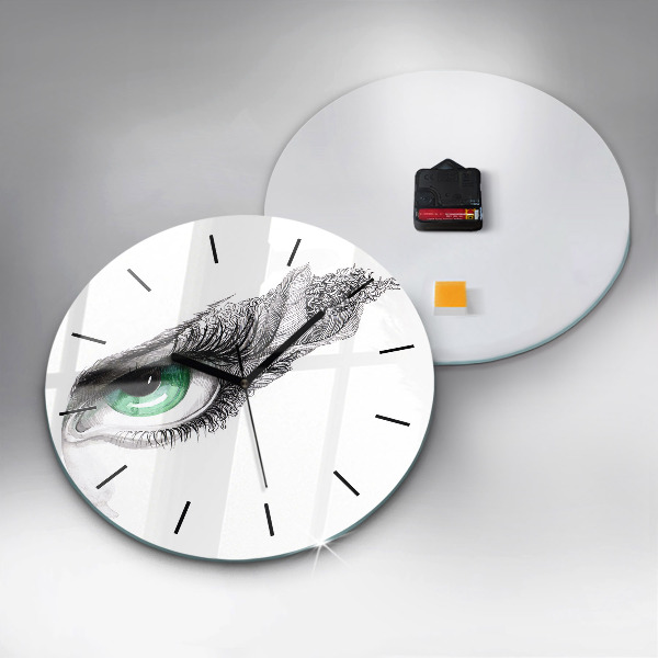 Round glass clock Abstraction of the human eye