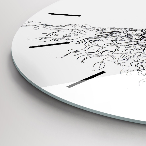 Round glass clock Drawing of a human eye