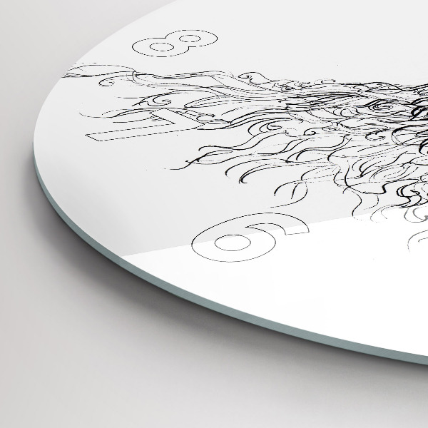 Round glass clock Drawing of a human eye