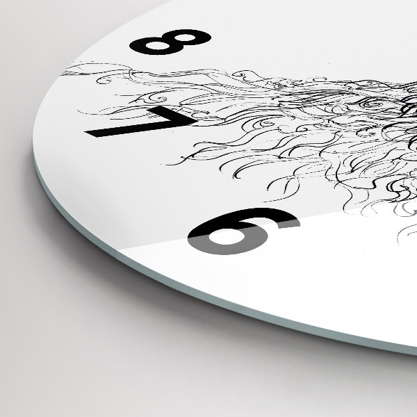 Round glass clock Drawing of a human eye