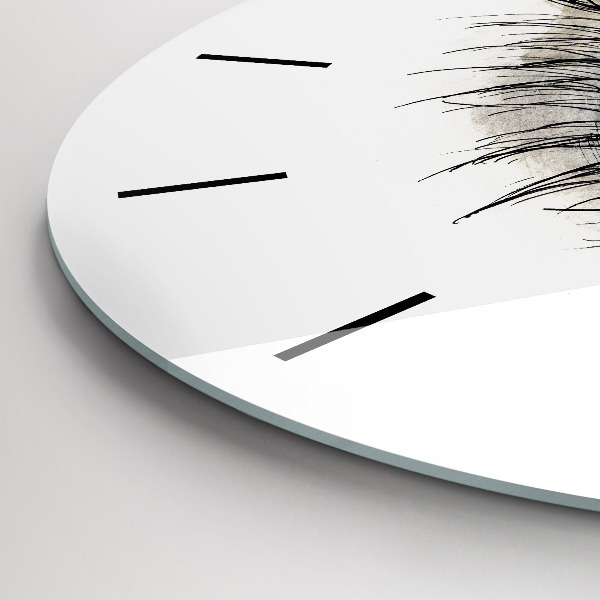 Round glass clock Sunflower flower in the eye