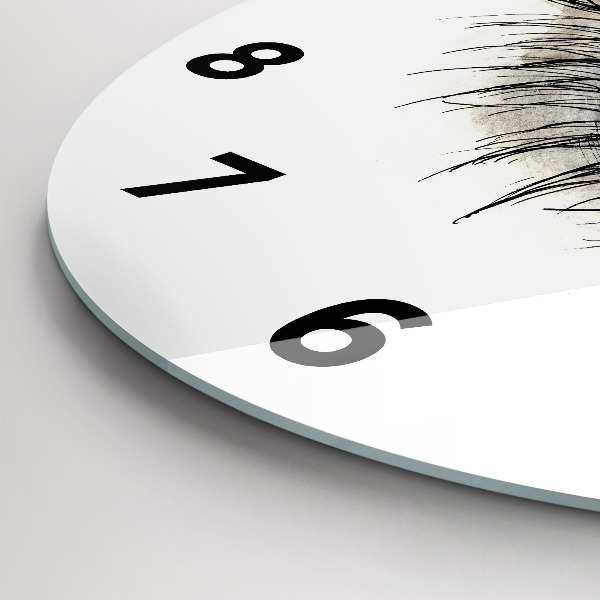 Round glass clock Sunflower flower in the eye