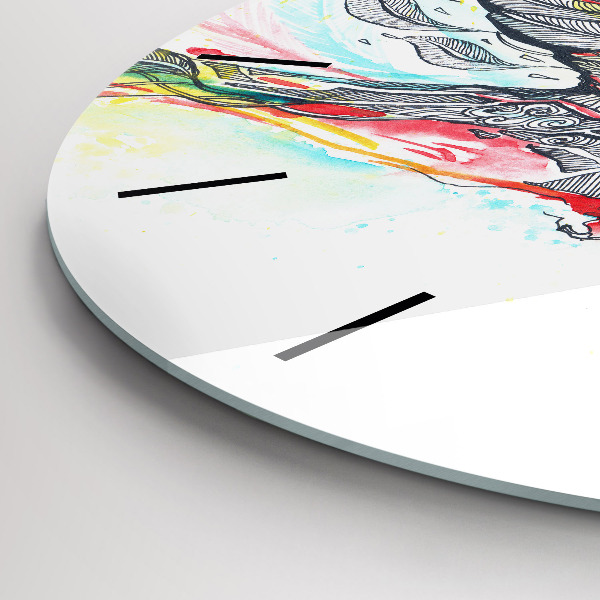Round glass clock Colorful Parrot in Flight
