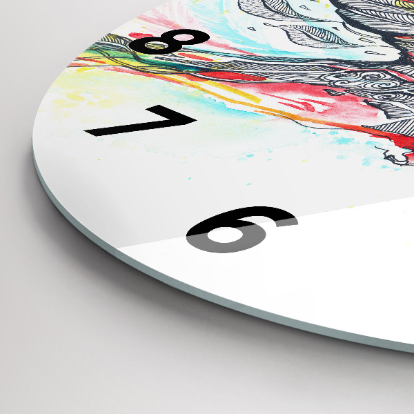 Round glass clock Colorful Parrot in Flight
