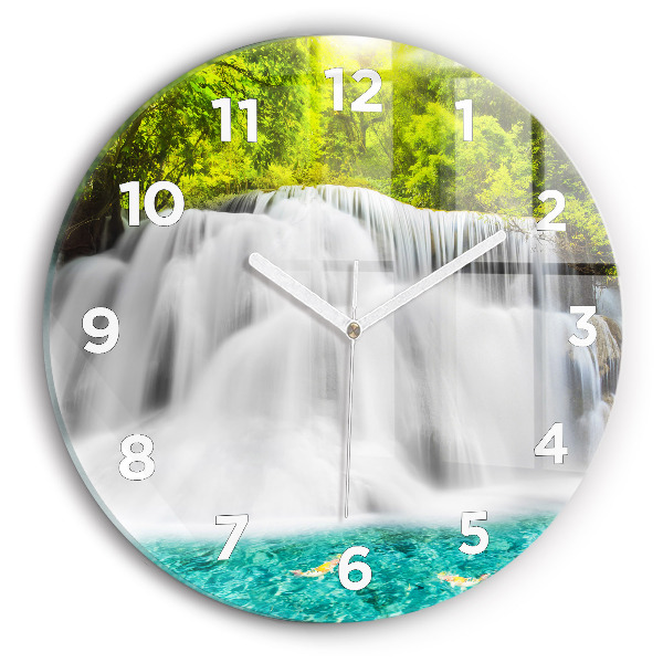 Round glass clock Waterfall in Thailand