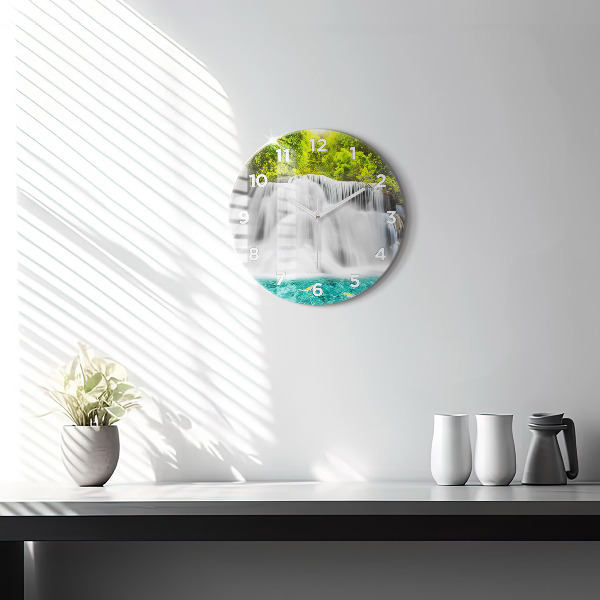 Round glass clock Waterfall in Thailand