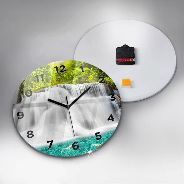 Round glass clock Waterfall in Thailand