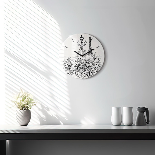 Round glass clock Cycling race drawing