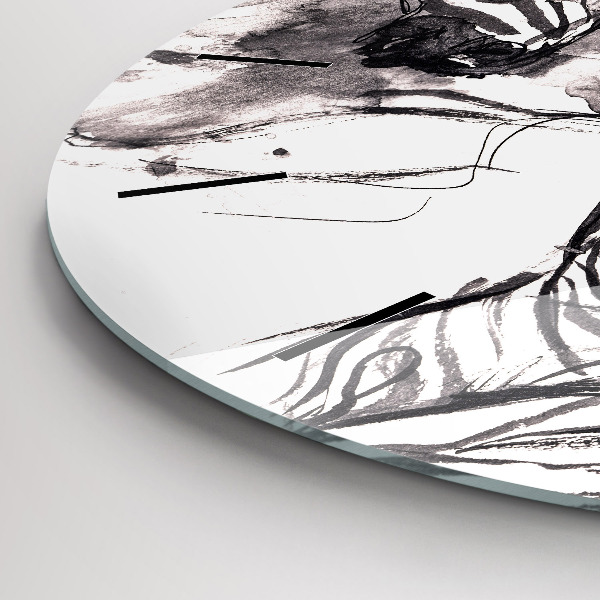 Round glass clock Woman and zebras