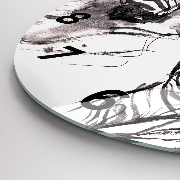 Round glass clock Woman and zebras