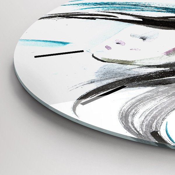 Round glass clock Abstract horse and woman