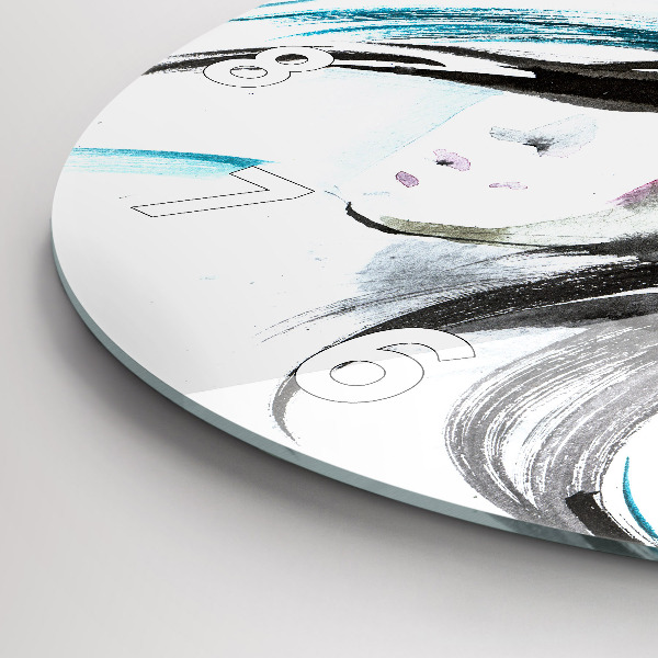Round glass clock Abstract horse and woman