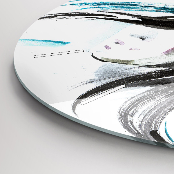 Round glass clock Abstract horse and woman
