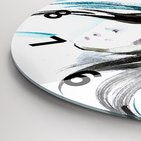 Round glass clock Abstract horse and woman