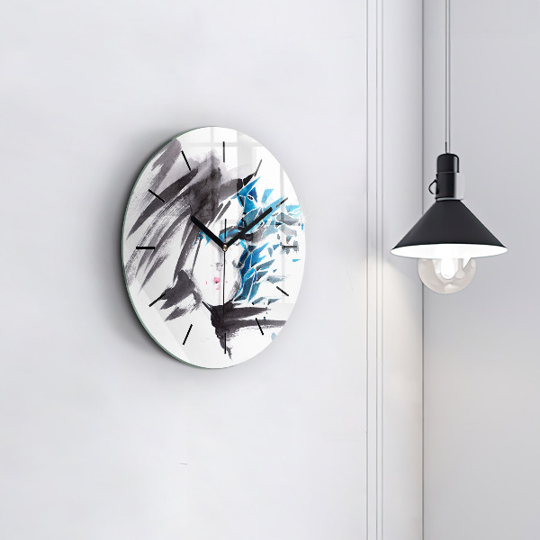 Round glass clock 'Abstract woman''s face'